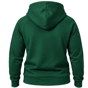 Sudadera con capucha verde oscuro para unisex con bolsillo canguro, capucha con cordón, manga larga, estilo casual urbano. - Product Image 2