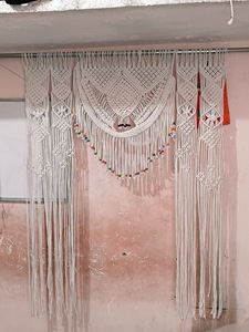 Bohemian Macrame Eco-Friendly Handmade Washable Wedding Arch Outdoor Entryway Hanging Backdrop Tassels Greenery Decor Rectangle - Product Image 3