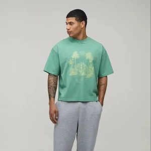 Camiseta Oversize de Corte Cuadrado para Hombre, Hombros Caídos, Algodón Grueso, Estilo Urbano, Casual, Moda de Verano, Uso Diario Relajado - Product Image 1