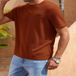 Camiseta de algodón Unisex Premium 100%, cuello redondo, patrón sólido informal con impresión de soplo de alta calidad, logotipo personalizable - Product Image 5