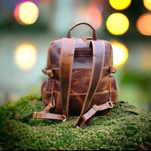 Sac à dos de sport unisexe en cuir de couleur antique naturelle imperméable personnalisé pour femmes/hommes-sac de voyage en cuir véritable - Product Image 2