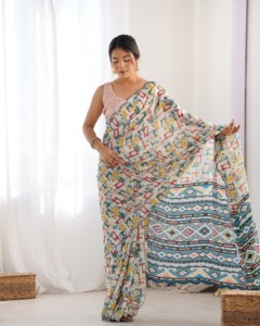 Elegant Traditional Heavy <b>Saree</b> <b>for</b> <b>Women</b> Party Wear Indian and Pakistani Clothing Quick Dry Wholesale Purchase - Product Image 5