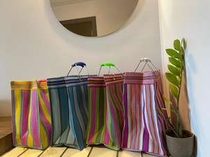 Bolsas de Compra Ecológicas Tejidas de PP a Rayas, Reutilizables, de Nailon, Polipropileno Reciclado, Hechas en India, Mini Bolsas Tejidas Sostenibles - Product Image 6