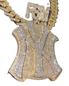 Chapado en oro VVS Moissanite & White Blue Sapphire Hip Hop Colgante Joyería para niños con Tester Pass Diamond Iced Style - Product Image 2