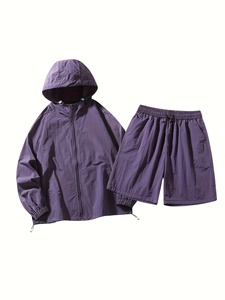 Ensemble sweat à capuche et short unisexe streetwear hiver avec broderie personnalisée en molleton de coton délavé - Product Image 3