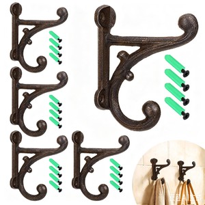 Wholesale Acacia <b>Wood</b> <b>Rustic</b> Farmhouse Double Hook - Vintage Patina Design - Product Image 5