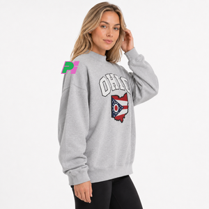 Sudadera OHIO para Mujer, Cuello Alto, Color Marrón, 100% Algodón, Estilo Urbano, Ecológica, Talla Grande, con Aplicaciones Personalizadas - Product Image 2