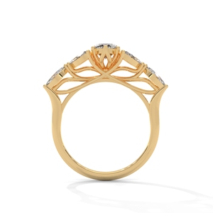 แหวนหมั้นเพชรทรงมาร์คีส์ 14K ทองคำ ประดับเพชรเลี้ยงในห้องปฏิบัติการสามเม็ด สำหรับผู้หญิง เครื่องประดับเจ้าสาวสุดหรู - Product Image 2