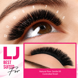 Charmlash ขายส่งอุปกรณ์ต่อขนตา Lj Curl ขนตาต่อแบบด้านสีเข้มพิเศษ ถาดขนตาแบบฐาน 2 มม. ยกขนตาอย่างอ่อนโยน - Product Image 1