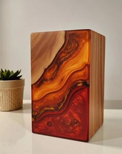Handmade Rosewood Cremation Urn Lava Red Resin <b>Memorial</b> Keepsake Lava Red Resin Rosewood Cremation Urn - Product Image 1