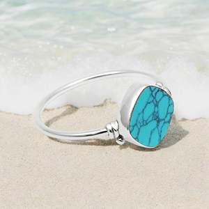 Natural <b>Turquoise</b> Gemstone Art Deco Band <b>Ring</b> Crafted From 925 Sterling Silver Precious Cushion Cut Gemstone Bohemian <b>Ring</b> - Product Image 1