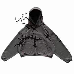 Sweat à capuche unisexe décontracté surdimensionné en coton mélangé 100 %, effet vieilli, pour l'hiver, avec broderie épaisse et sérigraphie, fabriqué sur mesure - Product Image 6