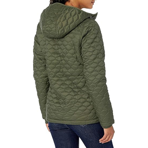 Wholesale Olive Green Lightweight Padded Women's Windbreaker Coat Insulated Geometric Quilt Pattern <b>Jacket</b> - Product Image 2
