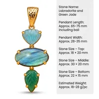 Pendentif élégant en pierre précieuse naturelle labradorite et jade vert, laiton plaqué or 18 carats, design populaire, pour femme, bijou à porter au quotidien