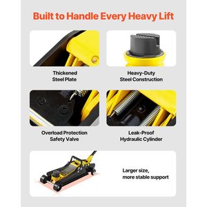 Martinetto idraulico da officina a basso profilo da 2,5 tonnellate, in acciaio resistente, con pompa a pistone singolo, per sollevamento veicoli - Product Image 4