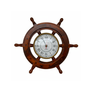 Vintage Nautical <b>Ship</b> <b>Wheel</b> Wall Clock | Handmade Indian Rosewood Marine Style Wooden Wall Clock | Luxury Coastal Home Decor - Product Image 1