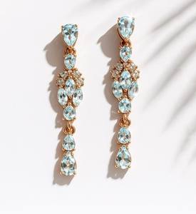 <b>Blue</b> <b>Topaz</b> Sterling Silver Hoop <b>Earrings</b> IGI Certified Natural Brilliant Cut Classic Design Gift Jewelry - Product Image 1