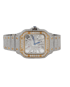 Montre à cadran squelette en moissanite de haute qualité pour usage quotidien intensif, avec fermoir dissimulé, logo gravé au dos, en stock, mouvement à quartz - Product Image 1