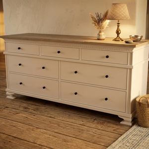 Commode en teck massif Remodern à 7 tiroirs, durable, écologique, minimalisme architectural audacieux, finition naturelle, chambre à coucher moderne - Product Image 4