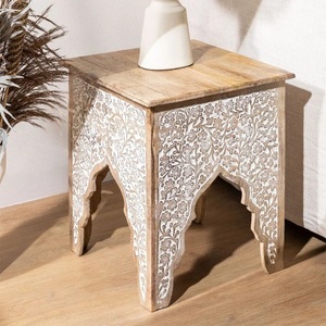 Vandana Terra Cresta Brown Wood Tone <b>Antique</b> Side <b>Table</b> - Product Image 1