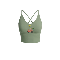 Tank Top Mini Oranye Wanita dengan Hiasan Lemon di Depan, Kerah Silang Berpayet, Bahan Katun Kasual yang Bernapas, Set Musim Semi/Panas