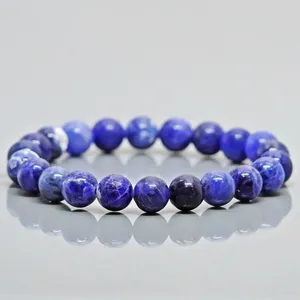 Pulsera Elástica de Cuentas de Sodalita Natural de 8mm, Redondas y Lisas, Grado AA, Joyería Curativa al por Mayor - Product Image 6