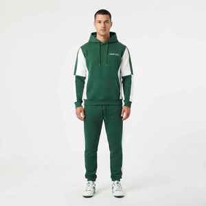 Chándal con Capucha para Hombre, Color Verde y Blanco, con Cordón Ajustable y Bolsillos, Estilo Casual para Otoño, Corte Regular, 100% Algodón - Product Image 1