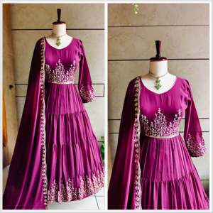 Vestidos de Noche, Hermoso Vestido con Volantes y Dupatta con Bordado de Lentejuelas para Fiestas - Product Image 3