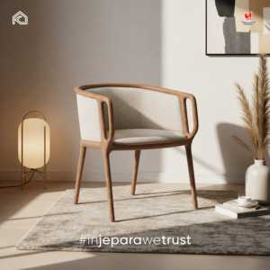 Chaise de salle à manger en teck massif, faite à la main, durable et moderne, fauteuil rembourré, style scandinave Japandi, écologique, pour hôtel - Product Image 1