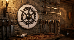 Escudo Redondo Vikingo Medieval de 24'' Hecho a Mano en Acero y Madera con Diseño de Dragón para Reenactamiento Histórico y Decoración del Hogar - Product Image 6