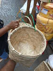Handmade Bamboo Storage <b>Basket</b> Unique Round Top Square Base Box Woven Bamboo Organizer Rustic Home Decor Fruit Flower <b>Display</b> - Product Image 4