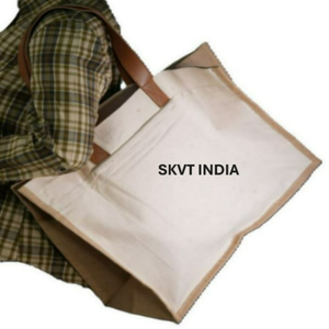 กระเป๋าผ้าฝ้ายออร์แกนิค 100% พิมพ์โลโก้ได้  รักษ์โลก รีไซเคิลได้ ใช้สำหรับใส่ของช้อปปิ้ง สีเบจธรรมชาติ หูหิ้วยาว - Product Image 4