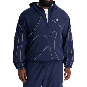 <b>Y2K</b> Trendy Reflective Piping Windbreaker Unisex Half Zip Jacket Jogger Pants Custom Logo ODM Lightweight Waterproof <b>Tracksuit</b> - Product Image 3