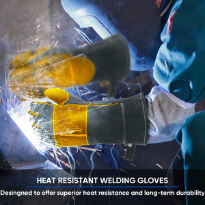Custom Made Design Heavy Duty Kevlar Stitch Cow Split Leather Welding <b>Gloves</b> Fireproof Cotton Liner for Work and Heat Protection - Product Image 5