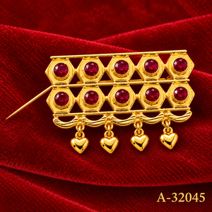 Gold Plated Zircon Floral <b>Brooch</b> Alloy Filigree <b>Pin</b> Decorative Lapel Badge for Wedding Garment Accessories Customized - Product Image 5