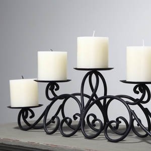 Stylish Black Metal Candle Holder Ideal For Office Desk Decor Reception <b>Table</b> Styling And Interior Display Purpose From India - Product Image 1
