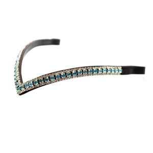 <b>Top</b> Quality Leather Equestrian Horse V Shape Brow Band With <b>Crystal</b> Design Indian Wholesale Manufacturer All Sizes Available - Product Image 1