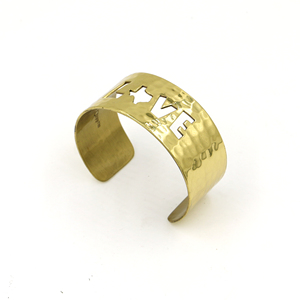Handmade Texas Love Brass Cuff <b>Bracelet</b> - Hammered Gold Metal Statement Jewelry - Lone Star State Gift for Her - <b>Adjustable</b> - Product Image 2