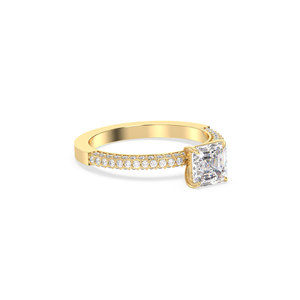 Bague solitaire en diamant de laboratoire HPHT CVD de qualité supérieure REYES en or jaune 14 carats, cadeau de mariage, bijoux minimalistes pour femmes - Product Image 3