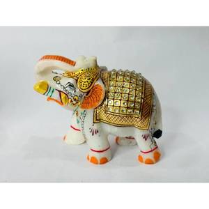 Escultura de Elefante Tallada a Mano con Piedras Preciosas Ecológicas, Decoración Religiosa para el Hogar, Figura de Animal, India, Boda, Feng Shui - Product Image 1
