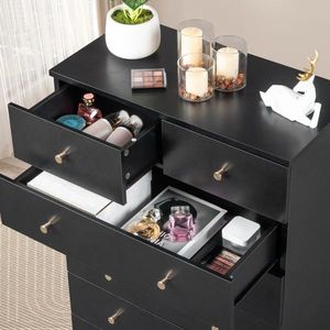Modern Simple 6 Drawer Dresser in Black Color - Product Image 3