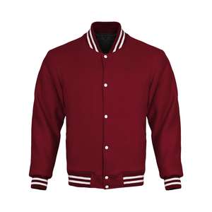 Custom Men's <b>Red</b> <b>Wool</b> Varsity Jacket with Stand Collar & Front Logo Waterproof Windproof Breathable Wholesale OEM Service - Product Image 5