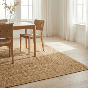 Tapis de sol rectangulaire en jute naturelle, tissage plat, écologique, style scandinave, pour salle à manger, nettoyage facile, poils fins - Product Image 4