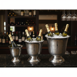 Juego de Cubitera de Lujo en Oro Champán con Pedestal, Enfriador de Vino y Champán de Metal Premium, Artículos Decorativos para Bar - Product Image 5