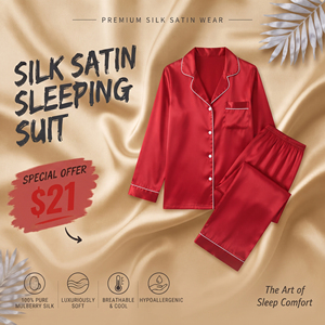 Women's <b>Silk</b> Satin <b>Pajama</b> Set Button Down Night Wear Shirt Wide Leg Trouser Two-Piece Sleepwear Breathable Soft Night Dress Full - Product Image 1