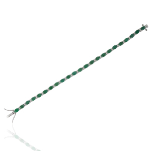 Pulsera de Tenis Impresionante con Esmeralda Natural de Corte Oval y Diamantes Redondos de Calidad Premium, Joyería Fina, Piedra de Nacimiento de Mayo - Product Image 5