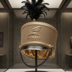 Chapeaux et casquettes Shako tendance vintage en cuir et laine 100% avec broderie à la main, logo personnalisé sur demande - Product Image 5