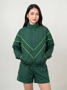 เสื้อแจ็คเก็ตกันลมสีเขียวสำหรับผู้หญิง แขนยาว ปิดด้วยซิป ผ้าโพลีเอสเตอร์ทอ กันลม ใส่ได้ในฤดูใบไม้ร่วง - Product Image 6