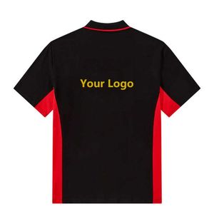 Polo à manches courtes noir pour homme avec bordure contrastée rouge Coupe classique T-shirt décontracté en tricot avec impression de logo - Product Image 2