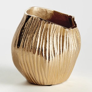 Jarrón de Bronce Hecho a Mano Moderno con Textura de Rayas Verticales, Acabado Dorado, Ecológico, Resistente al Óxido, Decoración de Mesa para el Hogar - Product Image 3